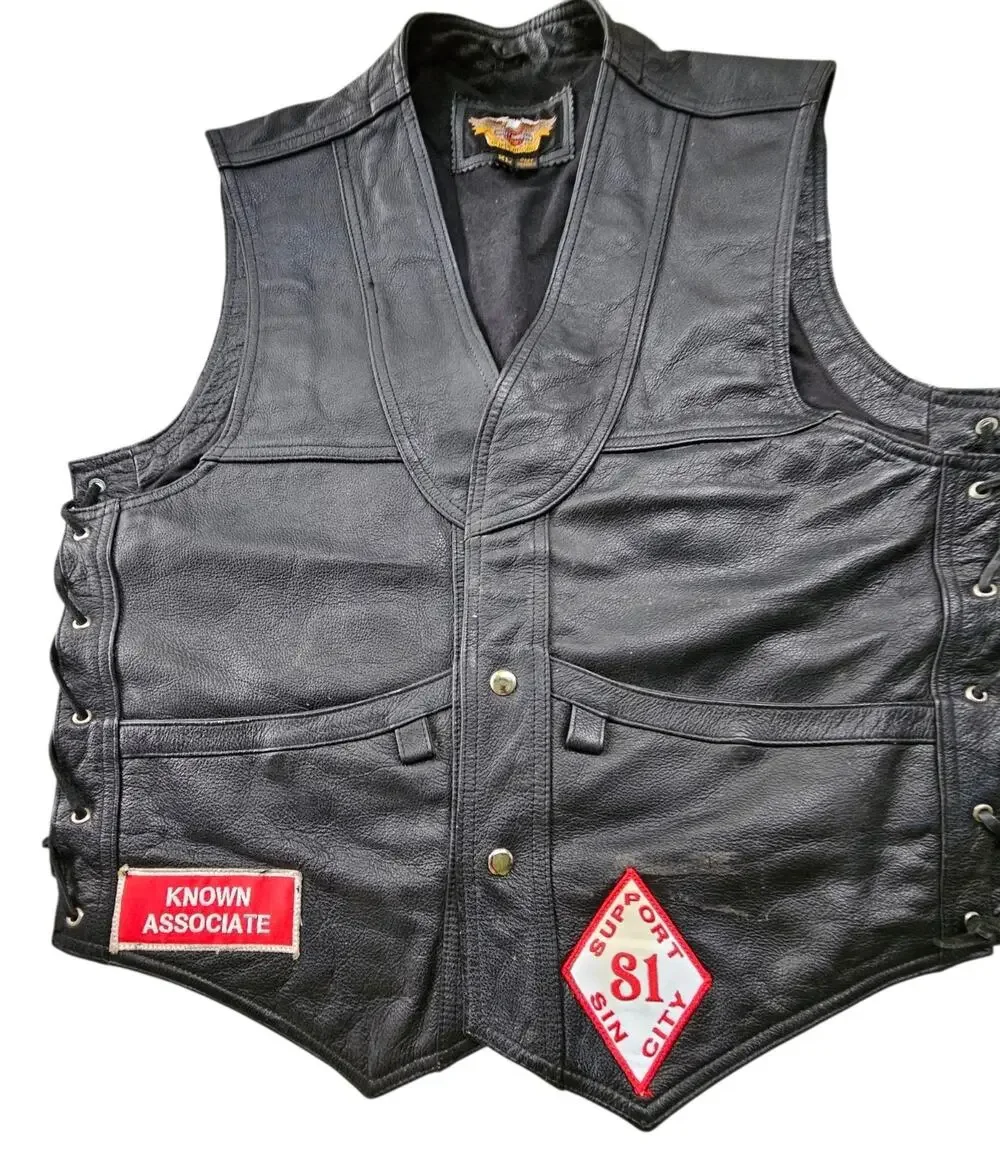 Vintage Womens Harley Davidson Leather Motorcycle Vest– Custom Patchwork Designs